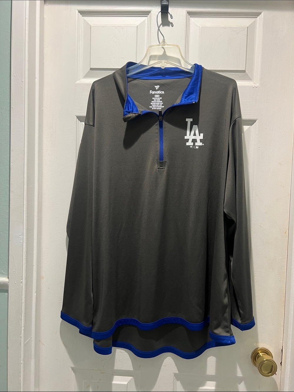Fanatics Gray and Royal Blue LA Dodgers Half-Zip Pullover